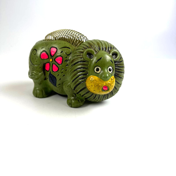 1970's Lion Bank, Pen And Note Holder Neon Black Light Glowy Pink Green Yellow - Picture 9 of 13